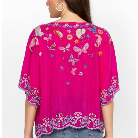 NWT Johnny Was Bellona Short Sleeve Embroidered Blouse Pink size XXS - Picture 3 of 9